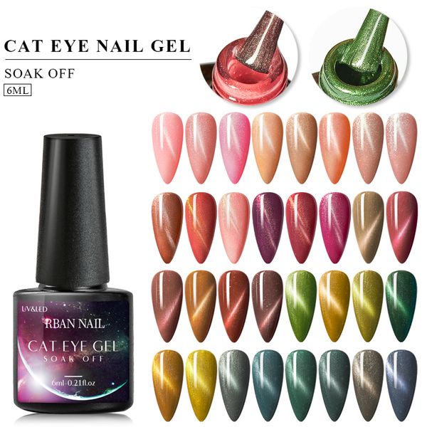 

rban nail 6ml colorful cat eye gel nail polish soak off art gel polish long lasting cat eye uv varnish manicure salon, Red;pink