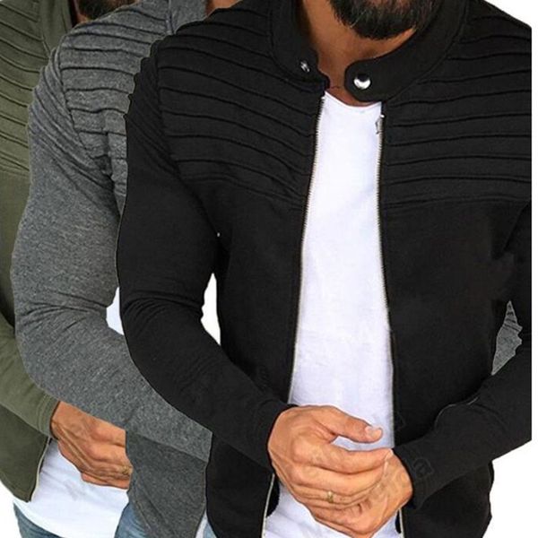 

2019 new brand men's windbreaker jacket men's fall cotton crime long sleeve coat cardigan coat sports casual men, Black