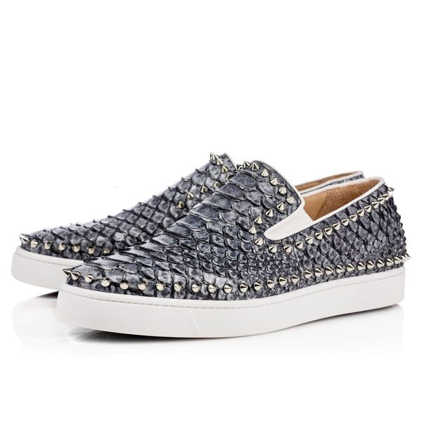 

ace designer fashion luxury red bottom studded spikes flats shoes for men women glitter party lovers genuine leather casual sneakers n16