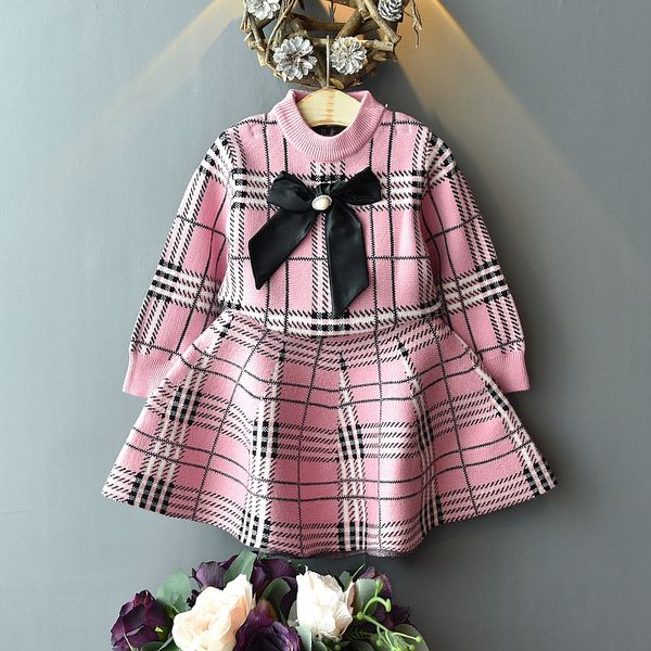 

uvzm2 2019 autumn girl baby british plaid two-piece suit 117 2019 autumn girl baby british sweater dress plaid sweater dress two-piece suit, Blue