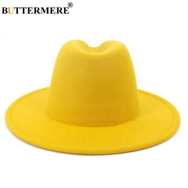 

buttermere women men fedora yellow purple patchwork wool felt jazz cap male female wide brim panama vintage cowboy trilby hat, Blue;gray