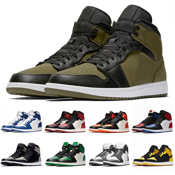 

1s basketball shoes olive canvas 1 court purple trainers mens sneakers gold 3 satin shattered backboard womens sneakers size 36-46, White;red