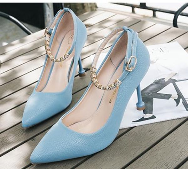 

2020 women's shoes in spring and autumn with new style high heel fine heel pointed end@9100, Black