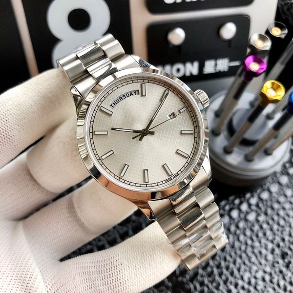 

wristwatches luxury men watches miyota 8285 movement 40mm stainless steel strap waterproof casual, Slivery;brown
