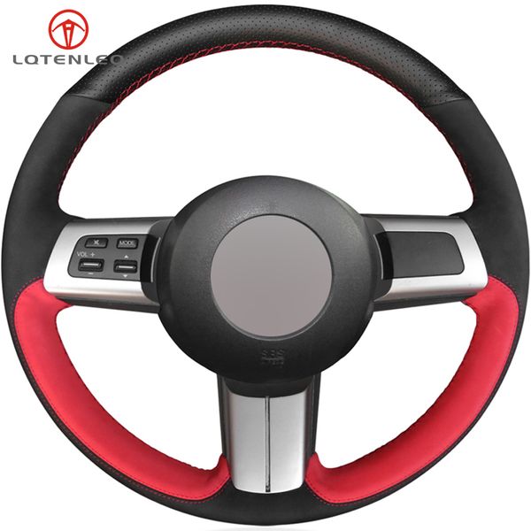

lqtenleo черный замша натуральная кожа красный замша рулевое колесо обложка для mx-5 2009-2014 rx-8 2008-2013 cx7 cx7 2007-2009