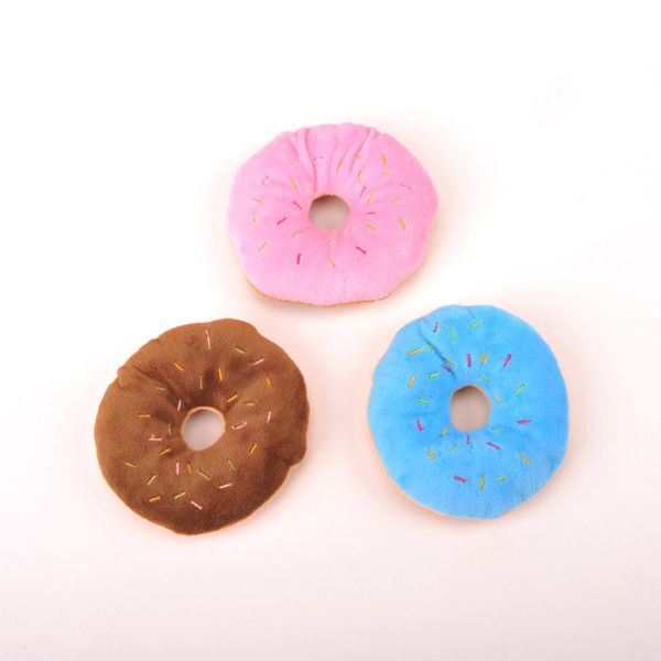 

donut pet toy cream bagel cute dog vocal plush toy pet dog puppy cat squeaker quack sound toy chew donut play toys supplies