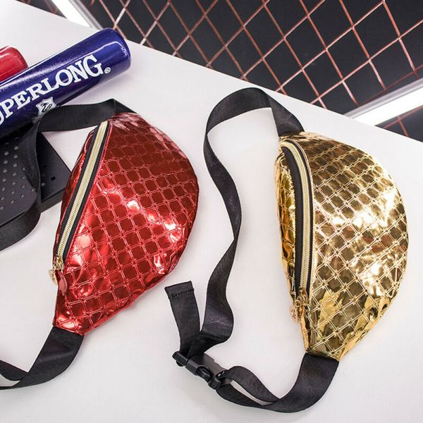 

women waist fanny pack belt bag travel hip bum bag small purse chest pouch shiny neon laser hologram party rave hip