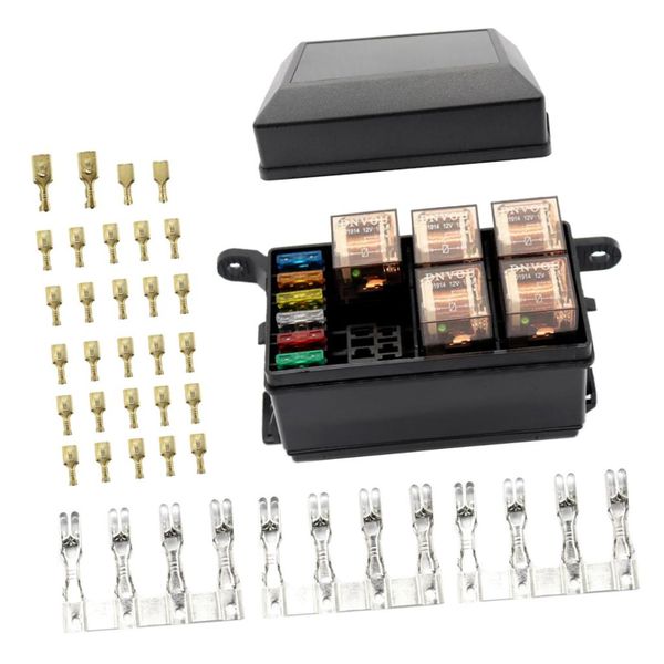 

6 way fuses block relay holder with terminals+4pin 40a relay+5pcs 5pin 100a relays