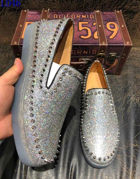 

ab6 new luxury bottom red bottoms studded spikes brand mens casual shoes men women party lover sports sneakers, Black