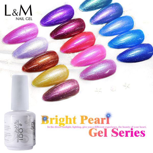 

ido 12pcs /set nails gel polish bright pearl color gel series uv led soak off art beauty shining nail polish, Red;pink