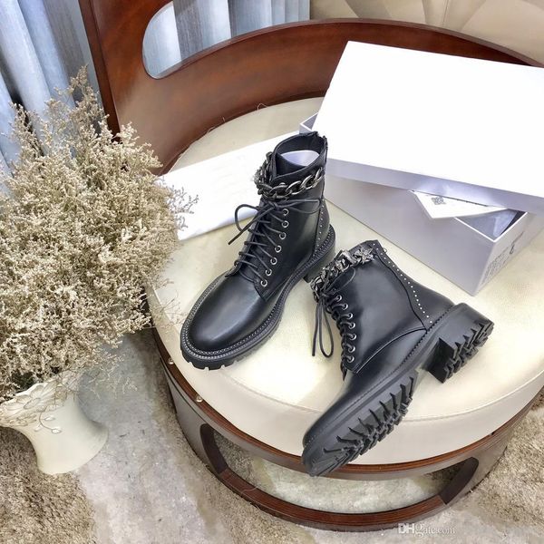 

fashion designer leather cowhide shoes high boot shoes 2019 new arrival woman casual domineering martin boots 35-40, Black