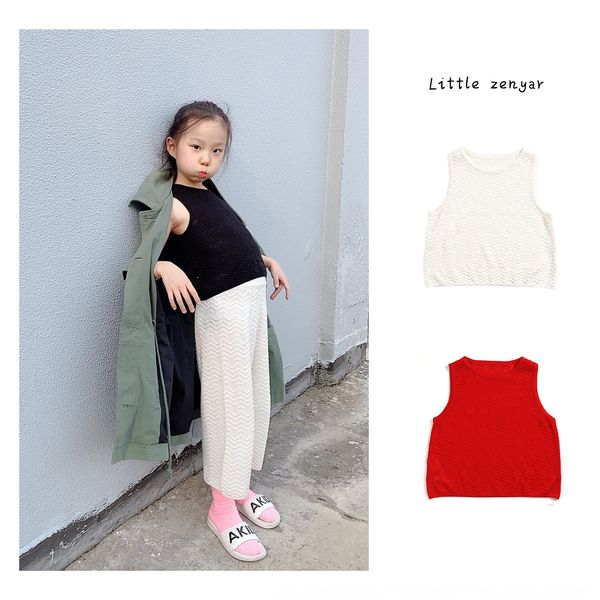

summer 2020 fashionable and easy to female female vest wear series three-color loose sleeveless knitted vest for boys and girls, Blue