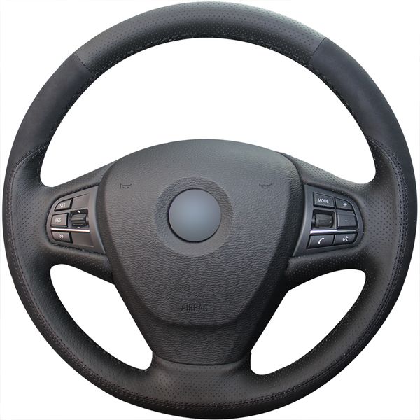 

black genuine leather black suede steering wheel cover for bmw x3 2014 x5