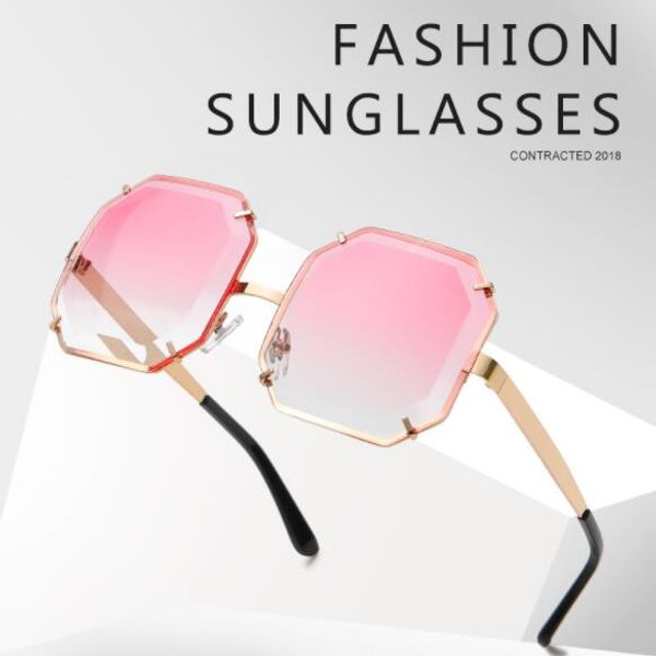 

fashion sun glasses for women diamond cutting net red sunglasses gradient ocean color big frame glasses, White;black