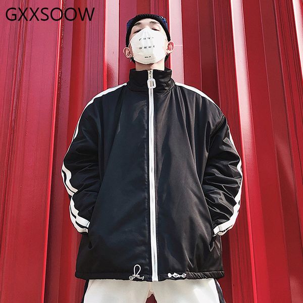 

2019 winter hip hop parkas jackets men thick loose coat and jacket windbreaker casual parka male clothing black us size gm236, Tan;black