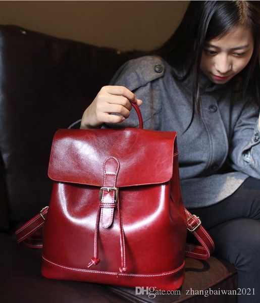 

2019 горячая хип-хоп мода дикий новый масло воск кожа сумка дамы дикий кожаный рюкзак простой ретро женская сумка