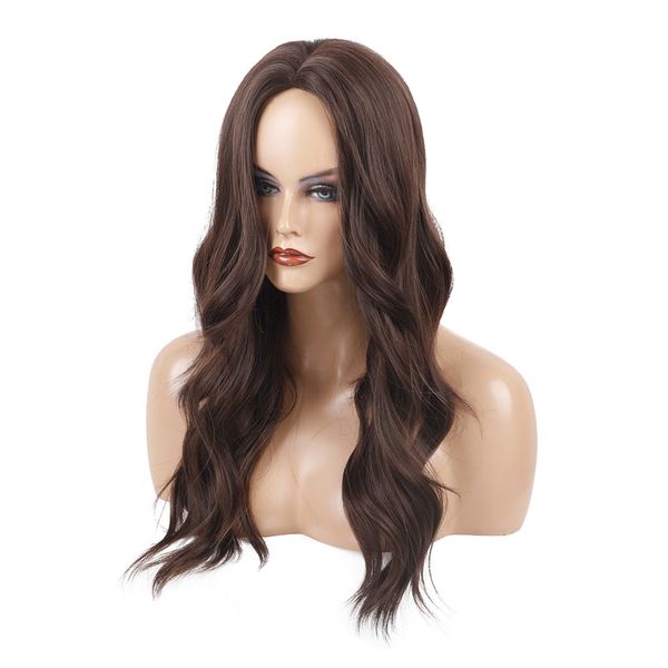 

синтетические длинные природные объемная волна парики бесплатная часть термостойкие волокна волос волнистый локон парик для женщин, Black