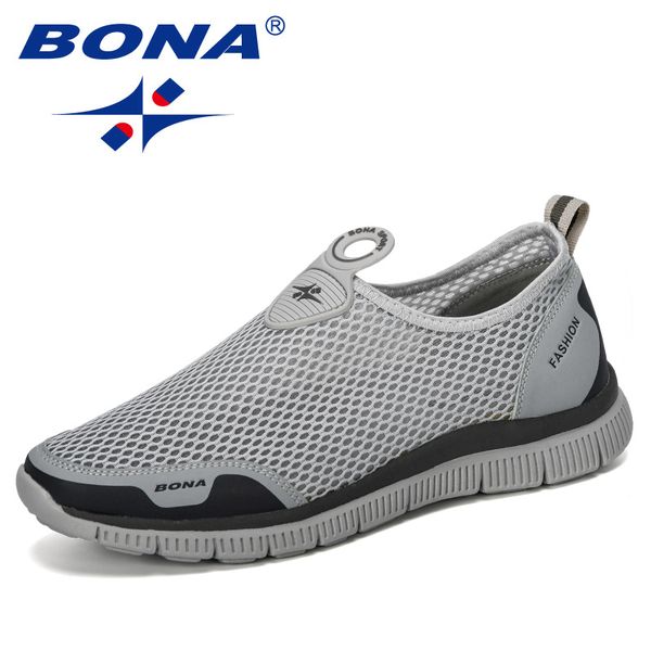 

bona 2019 men breathable casual shoes krasovki mocassin basket homme comfortable sneakers shoes chaussures pour hommes mesh shoe, Black