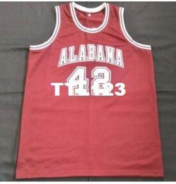 

vintage men #42 latrell sprewell alabama crimson tide away college jersey size s-4xl or custom any name or number jersey, Black;red