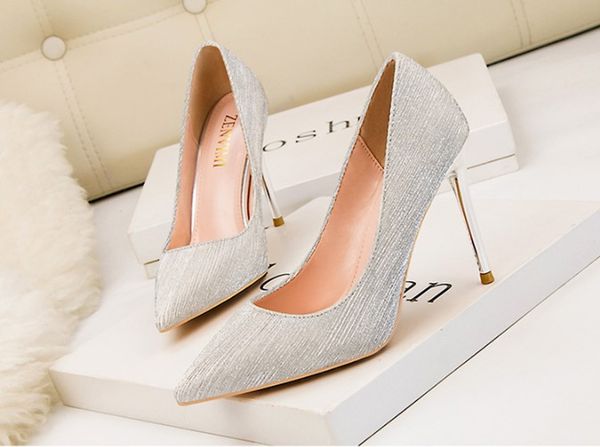 

fashion shining wedding shoes high heels thin heels high heels shallow mouth pointed party women's single shoes