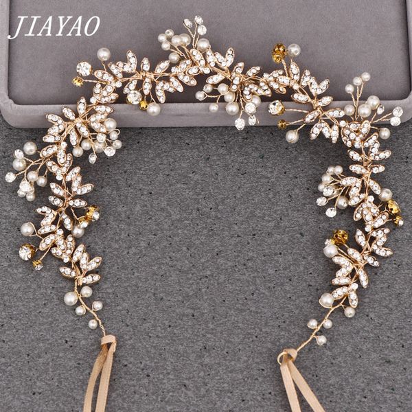

ювелирные изделия золотой оголовье невесты аксессуары для волос pearl rhinestone головная повязка свадебные прически rhinestone диадемы и ог, Golden;white