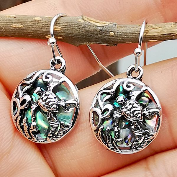 

изысканный abalone shell серьги мотаться женский творческий водоросли цветок eardrop черепахи сплава полые серьги падения конструктора ювели, Silver