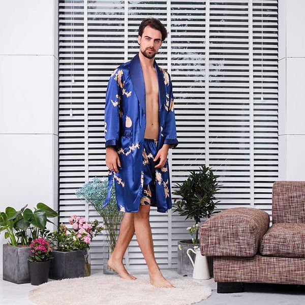 

5xl nightgown men's dragon robe single-piece long-sleeved kimono men's bathrobe pajamas large size loose home service pijamas, Black;brown