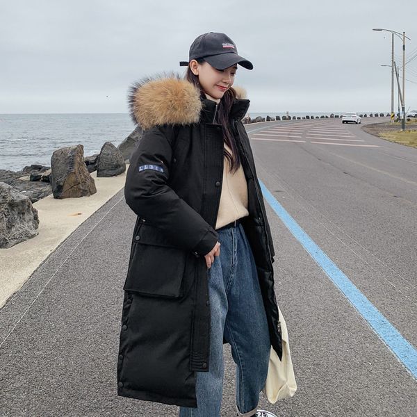 

new arrival fashion womens winter jacket 2019 ladies coat long parka hooded with fur warm outwear parkas womens, Black