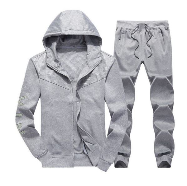 

fashion new wholesale mens designer tracksuits cardigan jackets hooded hoodies long pants sweatsuits casual active print nk suitshuzp, Gray