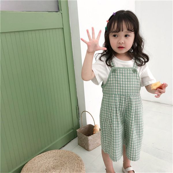 

enkelibb summer cute plaid toddler girls jumpsuits sweet wide leg overalls for girls child summer clothing girl, Blue