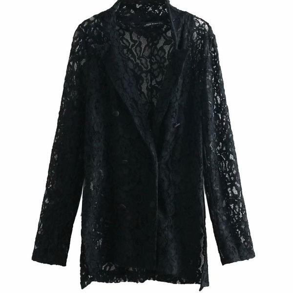 

bb60-9137 european and american fashionable wind lace suit jacket, Black;brown