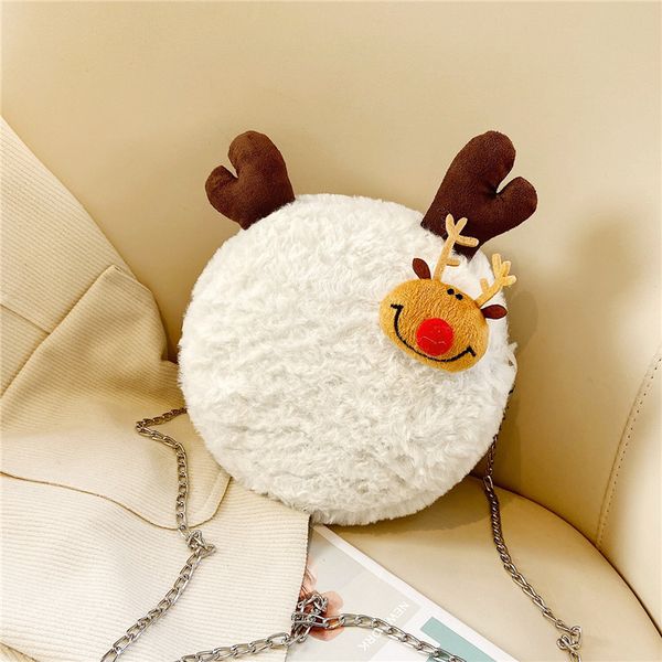 

wool women handbag 2020 winter new brand designer cute christmas plush chain crossbody messenger bag small round shoulder bag