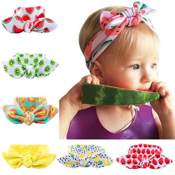 

summer new fruit series children's diy elastic bow hair band watermelon baby head lead rope, Slivery;white