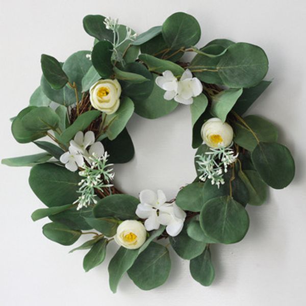 

1pc artificial flower green plant wreath home festival door knocker decorative wreath wedding background accessories christmas