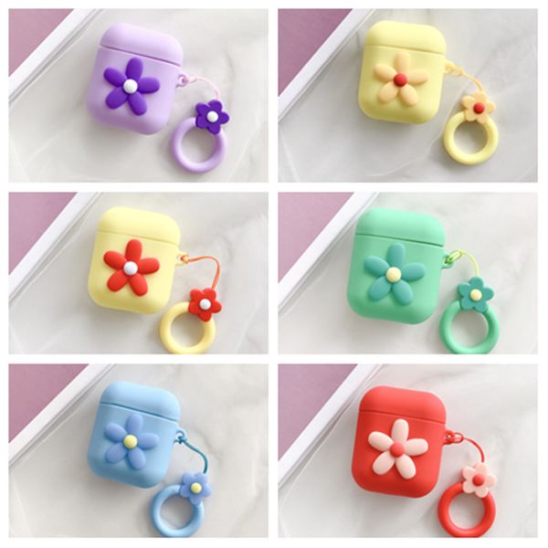 

6styles flower silicone case soft for bluetooth earphone case wireless earphone cover storage case party favort2i5417