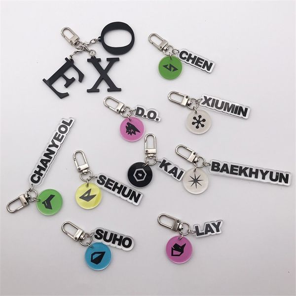 

korean music exo five-fold tour concert chanyeol kai chen baekhyun sehun suho key chain accessories acrylic trend key ring, Silver