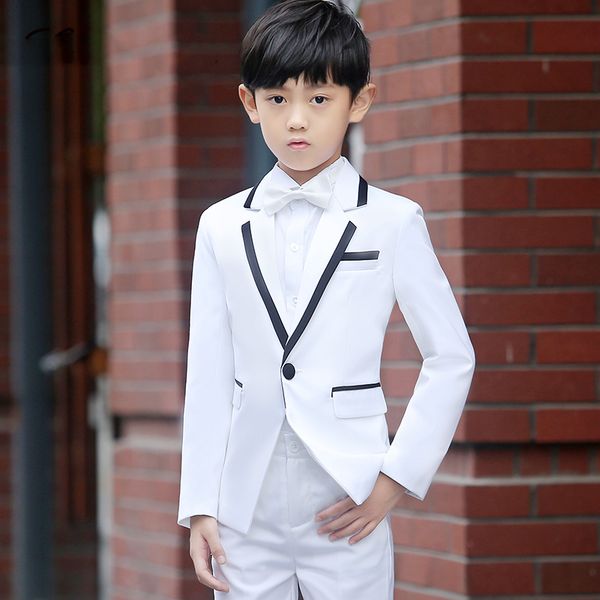 

High quality children's suit fashion British style dress set T stage catwalk piano performance dress boy small suit 5 piece set, Black