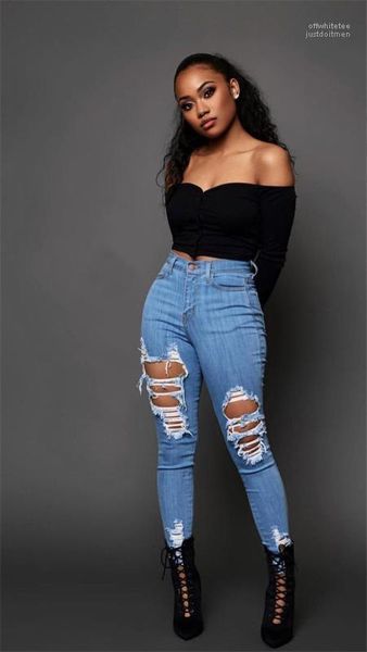 

fashion ripped washed zipper panelled womens jeans casual females clothing irregular holes panelled womens designer jeans, Blue