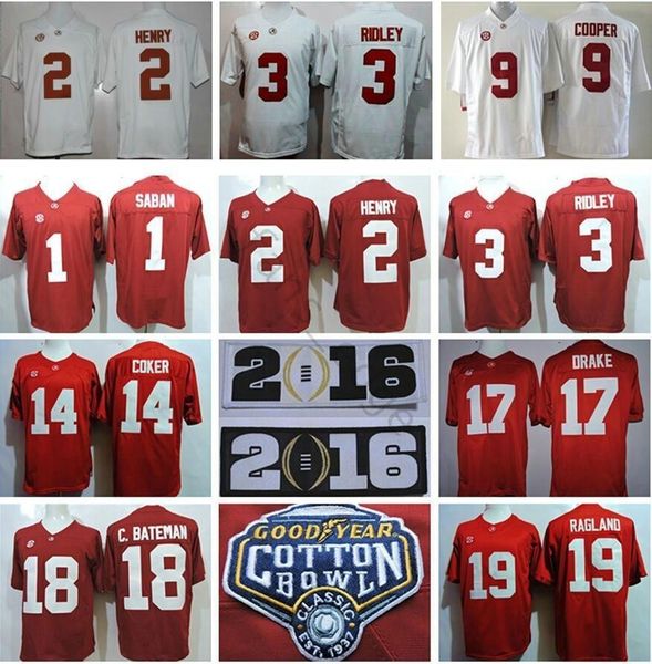 

ncaa alabama crimson tide college #2 derrick henry 1 nick saban 14 jake coker 17 kenyan drake 18 c.bateman 42 eddie lacy jerseys, Black