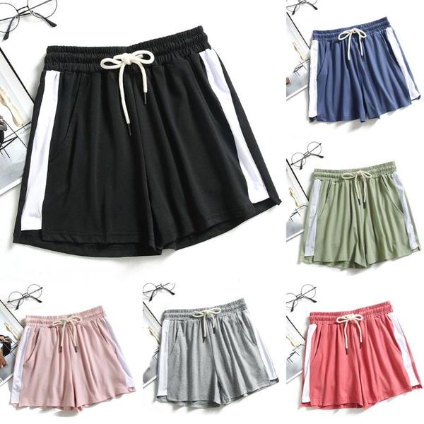 

loose high waist sports shorts women running yoga wide leg tide leisure home was thin beach shorts summer gym running 5.7, White;red