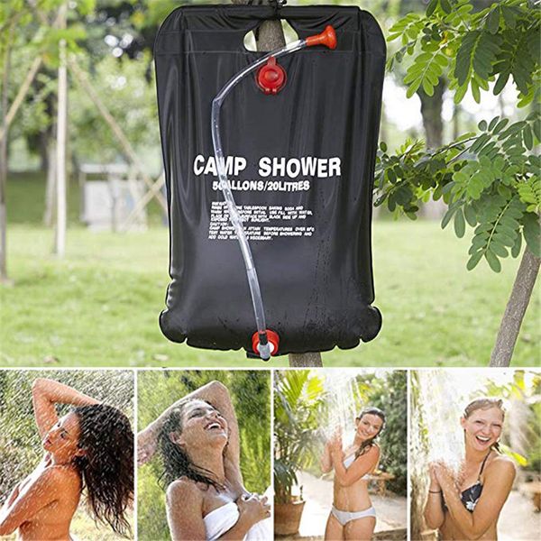

20l camp shower water bag foldable solar energy heated shower camping bag pvc for camping outdoor hiking travel