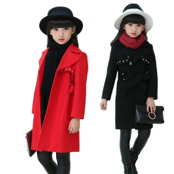 

2018 осень зима новорожденных девочек верхняя одежда большие девочки толстые теплые шерстяные пальто детская одежда дети длинные куртки подр, Blue;gray