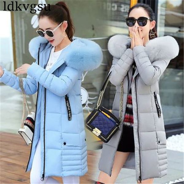 

women winter jackets down cotton hooded coat plus size parkas mujer coats long coat fashion female fur collar coats, Tan;black