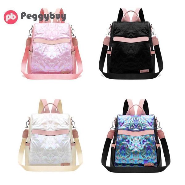 

women leisure big travel backpack female colorful leather school shoulder bag student casual large capacity rucksack
