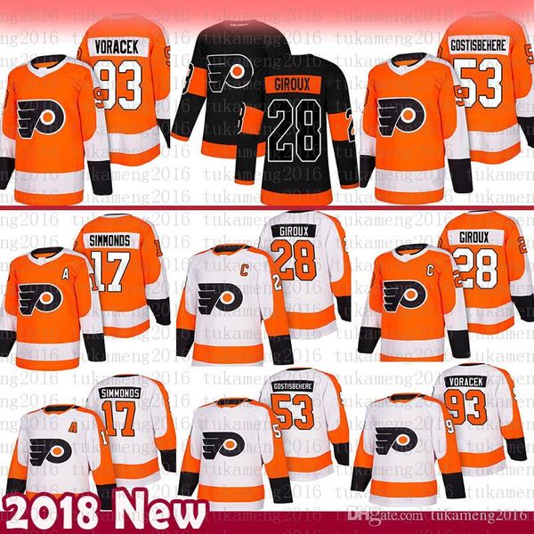 

men philadelphia flyers 17 wayne simmonds hockey jerseys 28 claude giroux 53 shayne gostisbehere 93 jakub voracek jersey, Black;red