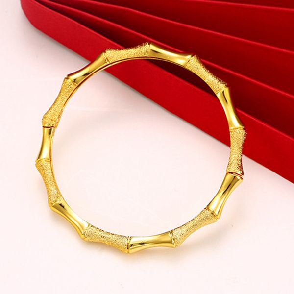 

frosted bamboo bangle 18k yellow gold filled womens bracelet openable jewelry gift dia 55mm pretty accessories, Black