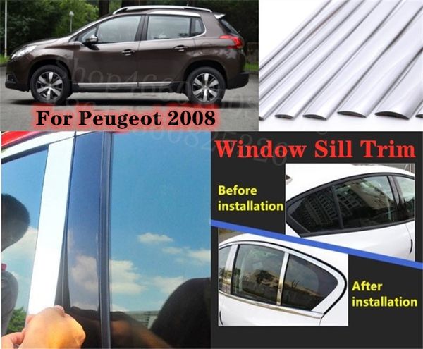 

puou high-quality car full window pillar trim cover stainless steel chrome decoration for 2008 car styling