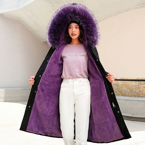 

new large size women's winter jacket 2019 winter jacket women parka long slim thickening warm fur coat female, Tan;black