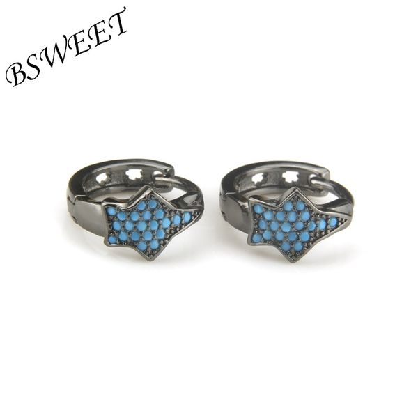 

charm bsweet black copper blue 21 stone five-pointed star ring earrings female fashion party simple exquisite jewelry, Golden