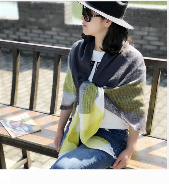 

35colors зима шотландка плед шарф кашемир сетка кисточка wrap 140 * 140 * 220см припуск шейной мода мыс lattice одеяла для женщин girll